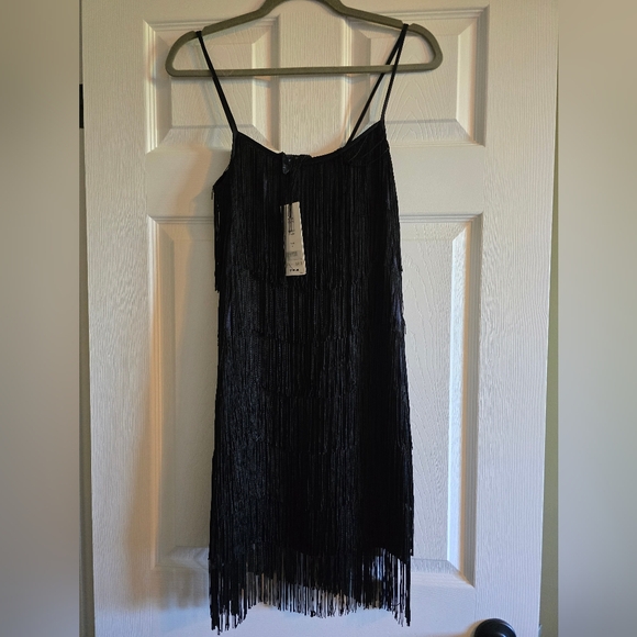 French Connection Dresses & Skirts - French Connection Black Fringe Slip Mini Dress